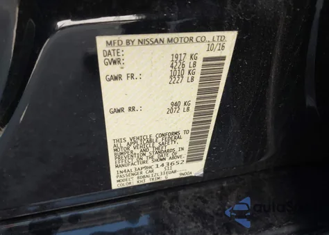 2017 Nissan Altima 2.5 Sv z USA, uszkodzony, nr VIN 1N4AL3AP9HC143652